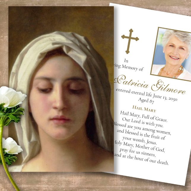 Memorial Loss Madonna Prayer Sympathy Cards (catholic, religious, celebration of life, in loving memory of, prayer cards for bereavement)