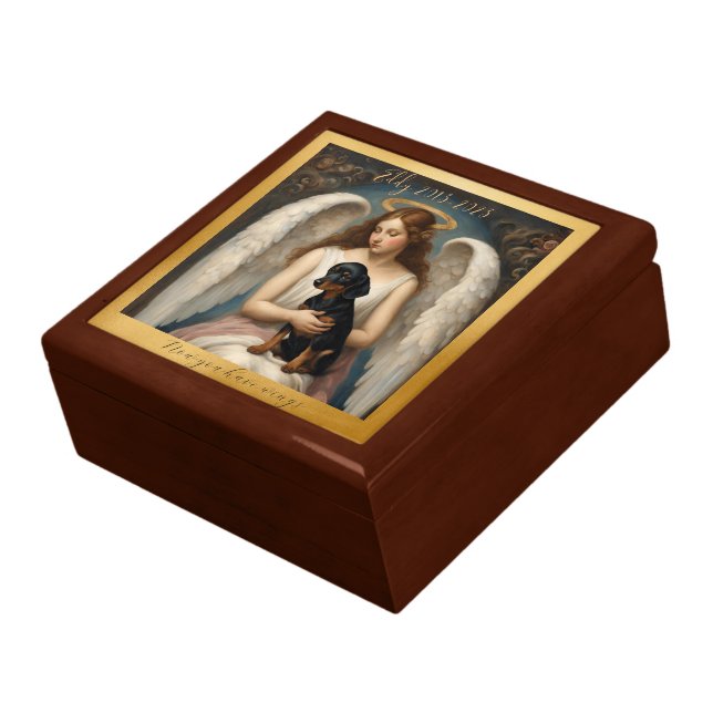 Memorial Loss of Black Tan Dachshund Keepsake Gift Box (Side)