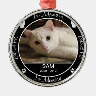 Memorial - Loss of Cat - Custom Photo/Name Metal Ornament