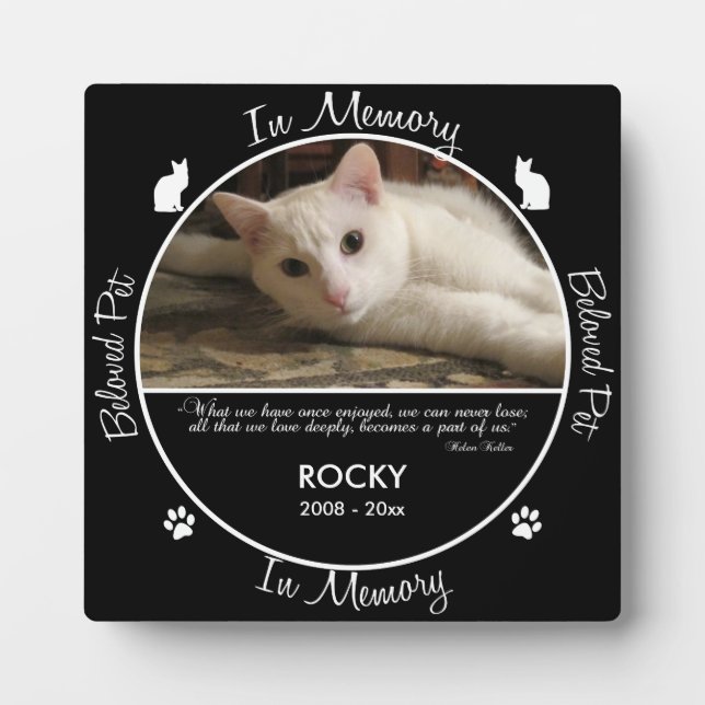 Memorial - Loss of Cat- Custom Photo/Name Plaque (Front)