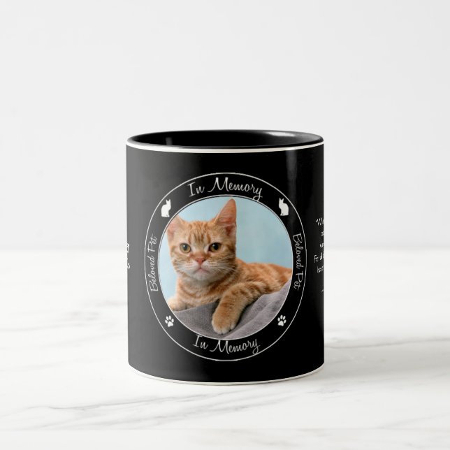 Memorial - Loss of Cat - Custom Photo/Name Two-Tone Coffee Mug (Center)