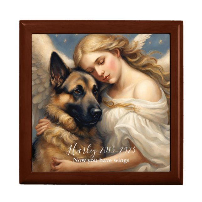 Memorial Loss of German Shepherd Angel Keepsake Gift Box (Front)