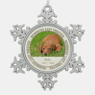 Memorial - Loss of Pet - Custom Photo/Name Snowflake Pewter Christmas Ornament