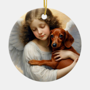 Memorial Loss of Red Dachshund Art Photo  Ceramic Ornament