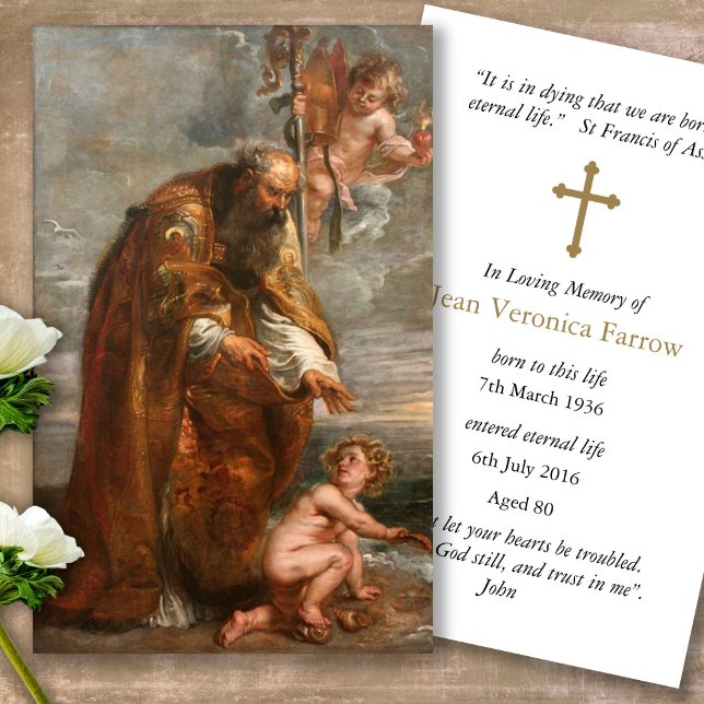 Memorial Loss St Augustine Prayer Sympathy Cards (catholic, religious, celebration of life, in loving memory of, prayer cards for bereavement)