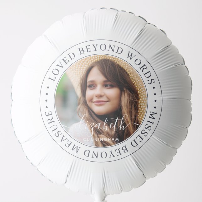 Memorial Loved Beyond Words Elegant Chic Photo Balloon (Front)