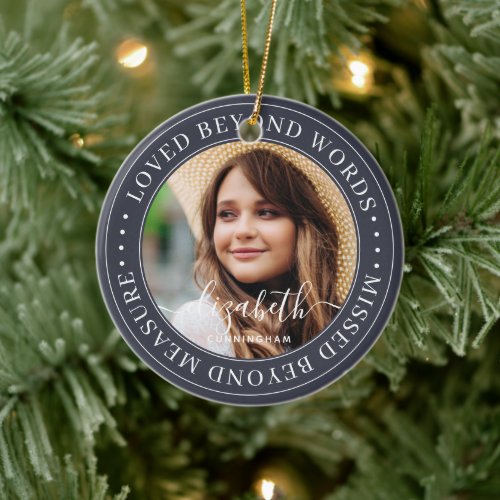 Memorial Loved Beyond Words Elegant Chic Photo Ceramic Ornament