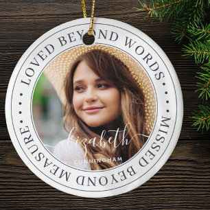 Memorial Loved Beyond Words Elegant Chic Photo Ceramic Ornament