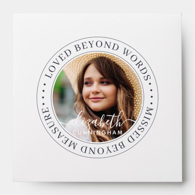 Memorial Loved Beyond Words Elegant Chic Photo Envelope (Front)
