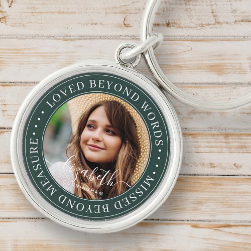 Memorial Loved Beyond Words Elegant Chic Photo Keychain