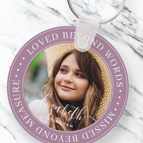 Memorial Loved Beyond Words Elegant Chic Photo Keychain