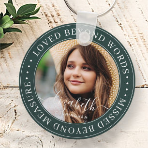 Memorial Loved Beyond Words Elegant Chic Photo Keychain