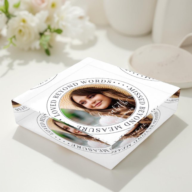 Memorial Loved Beyond Words Elegant Chic Photo Paperweight (Creator Uploaded)