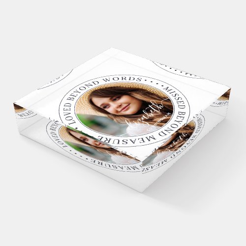 Memorial Loved Beyond Words Elegant Chic Photo Paperweight