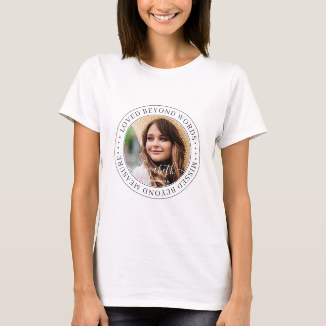 Memorial Loved Beyond Words Elegant Chic Photo T-Shirt (Front)