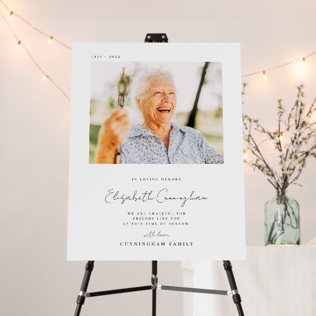 Memorial Loving Memory Elegant Simple Modern Photo Foam Board (In Situ (Stand))