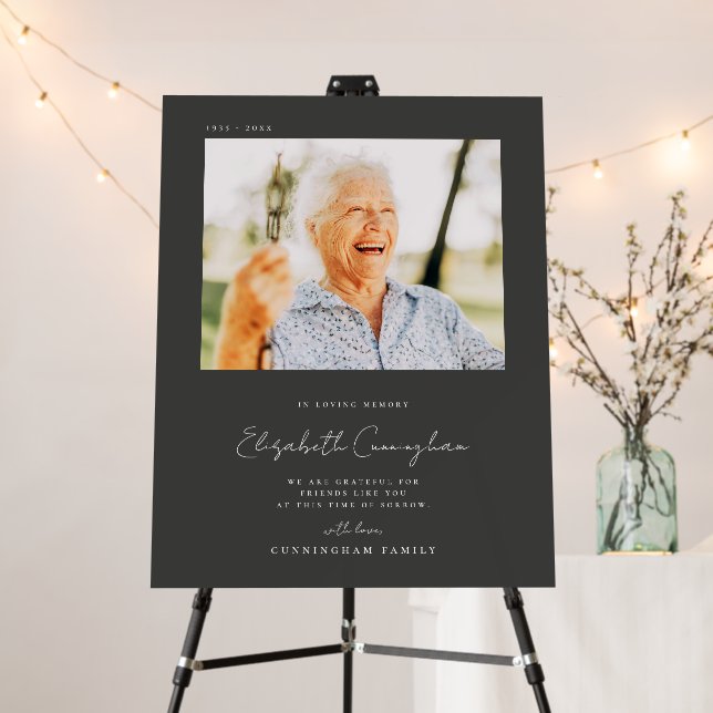 Memorial Loving Memory Elegant Simple Modern Photo Foam Board (In Situ (Stand))