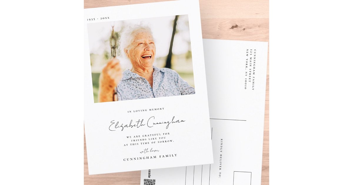 Memorial Loving Memory Elegant Simple Modern Photo Postcard | Zazzle