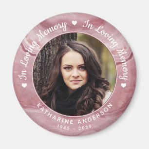 Memorial Loving Memory Rose Quartz Photo Funeral Magnet