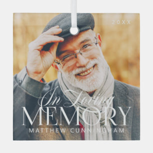 Memorial Loving Memory Simple Modern Photo Glass Ornament