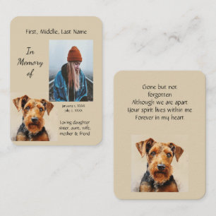 Memorial Memory Card Airdale Terrier Dog Owner