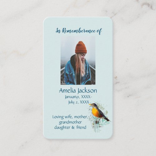 Memorial Memory Card American Robin Christian