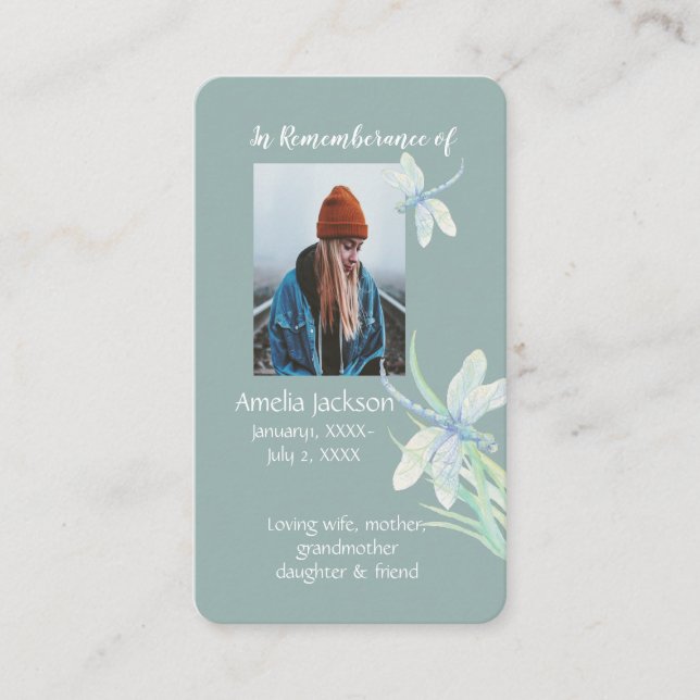 Memorial Memory Card Christian Dragonfly (Front)