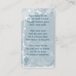Memorial Memory Card Dragonfly White Flower