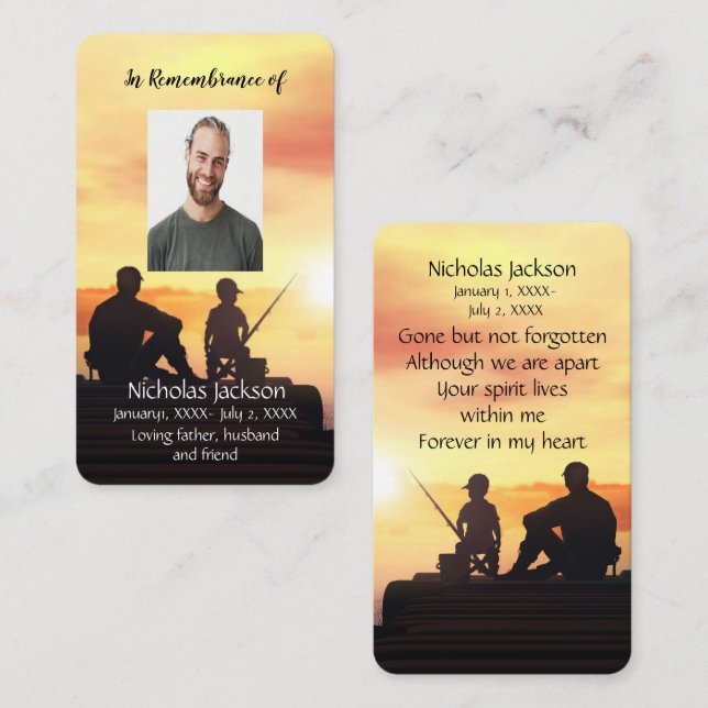 Memorial Memory Card Father Son Fishing Fisherman (Front/Back)