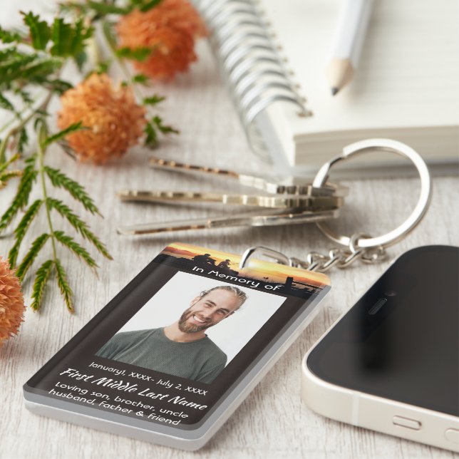 Memorial Memory Card Father Son Fishing Fisherman Keychain (Front Right)