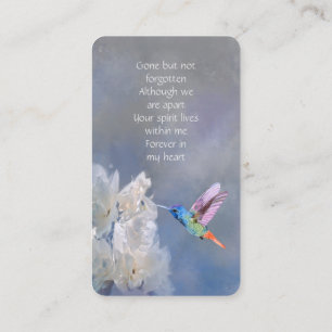 Memorial Memory Card Hummingbird White Flowers