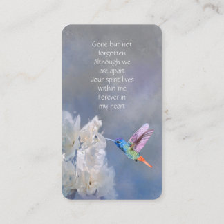 Memorial Memory Card Hummingbird White Flowers