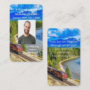 Memorial Memory Card Train Rail Tram Railway