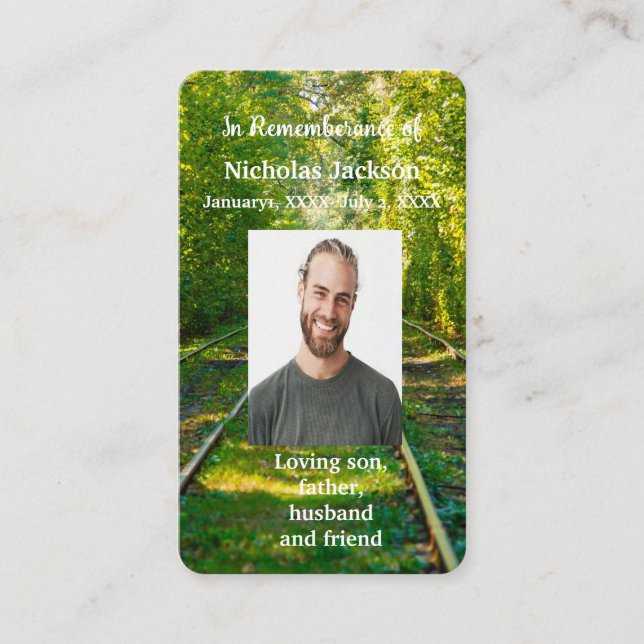 Memorial Memory Card Train Rail Tram Railway (Front)