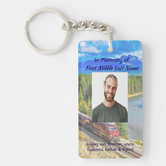 Memorial Memory Card Train Rail Tram Railway Keychain (Front)