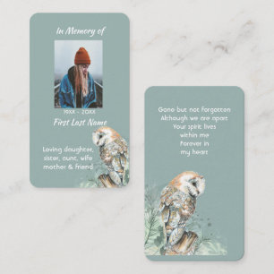 Memorial Memory Card Watercolor Barn Owl Bird