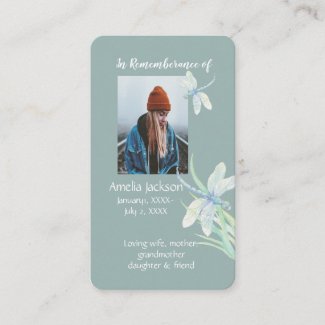 Memorial Memory Card Watercolor Dragonfly