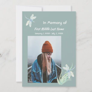 Memorial Memory Card Watercolor Dragonfly