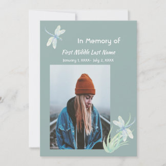 Memorial Memory Card Watercolor Dragonfly