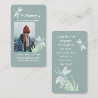 Memorial Memory Card Watercolor Dragonfly