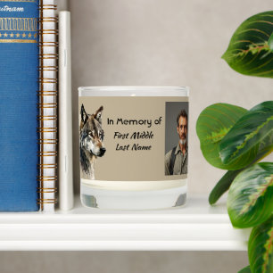 Memorial Memory Card Watercolor Wolf Scented Candle