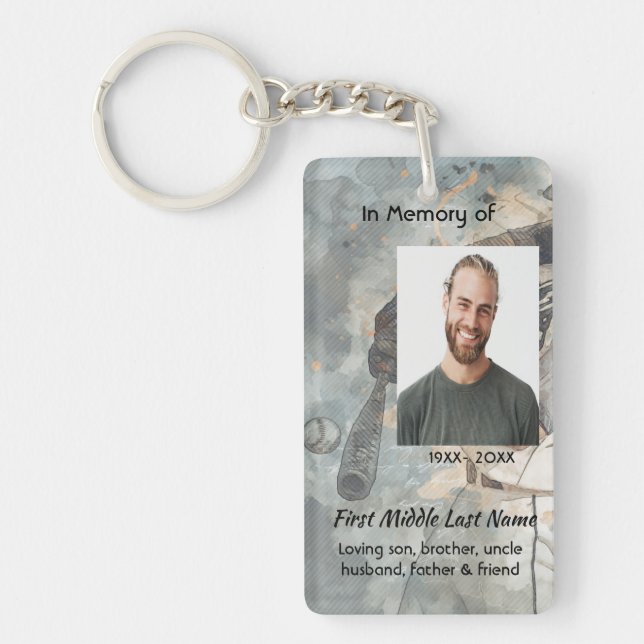  Memorial Memory Keepsake card  Baseball Sport Keychain (Front)