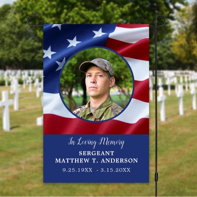 Memorial Military Photo American Grave Cemetery Garden Flag (Creator Uploaded)