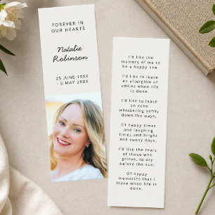 Memorial Mini Bookmark Poem Prayer Card Favor