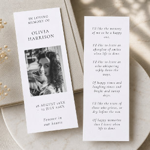 Memorial Mini Bookmark Poem Prayer Favor Card