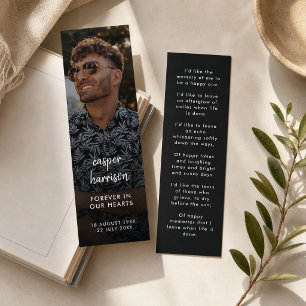 Memorial Mini Bookmark   Prayer Poem Keepsake Card