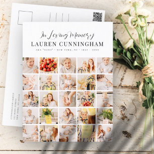 Memorial Minimalist Modern Simple 25 Photo Collage Postcard