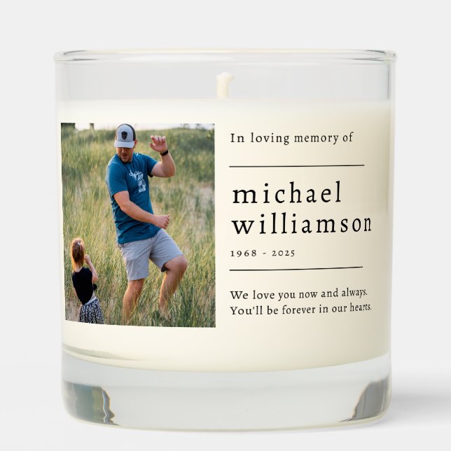 Memorial Minimalist Photo Jar Scented Candle (Front)