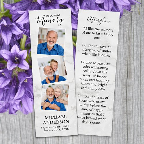 Memorial Modern 3 Photo Funeral Prayer Bookmarks