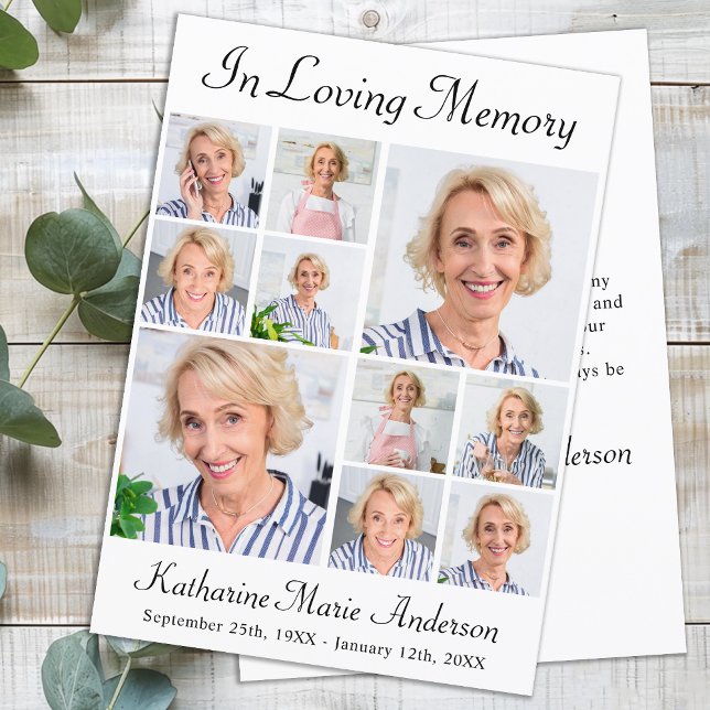 Memorial Modern 6 Photo Collage Sympathy Keepsake  Thank You Card (Creator Uploaded)